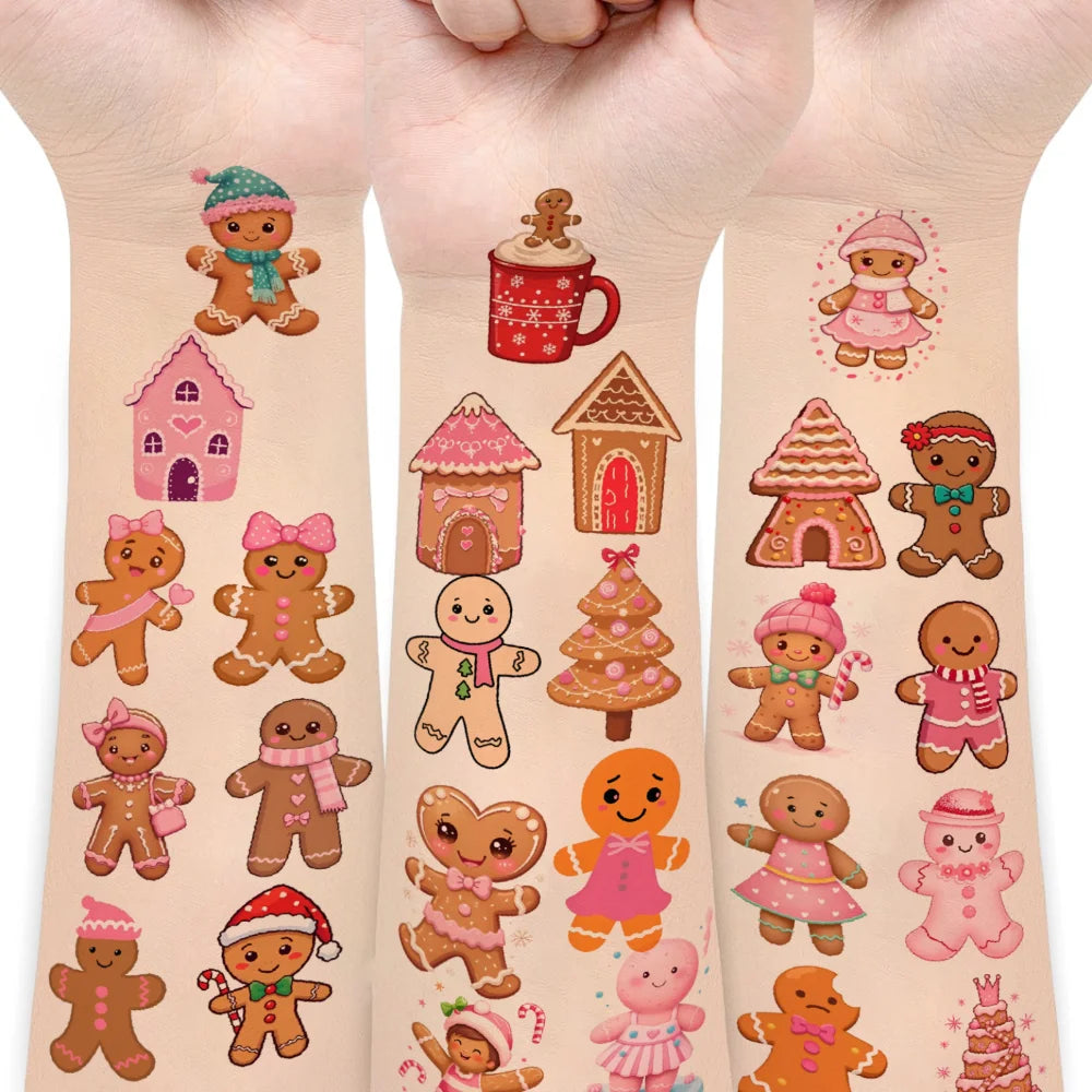 54-Piece Christmas Temporary Tattoos – Waterproof Body Stickers