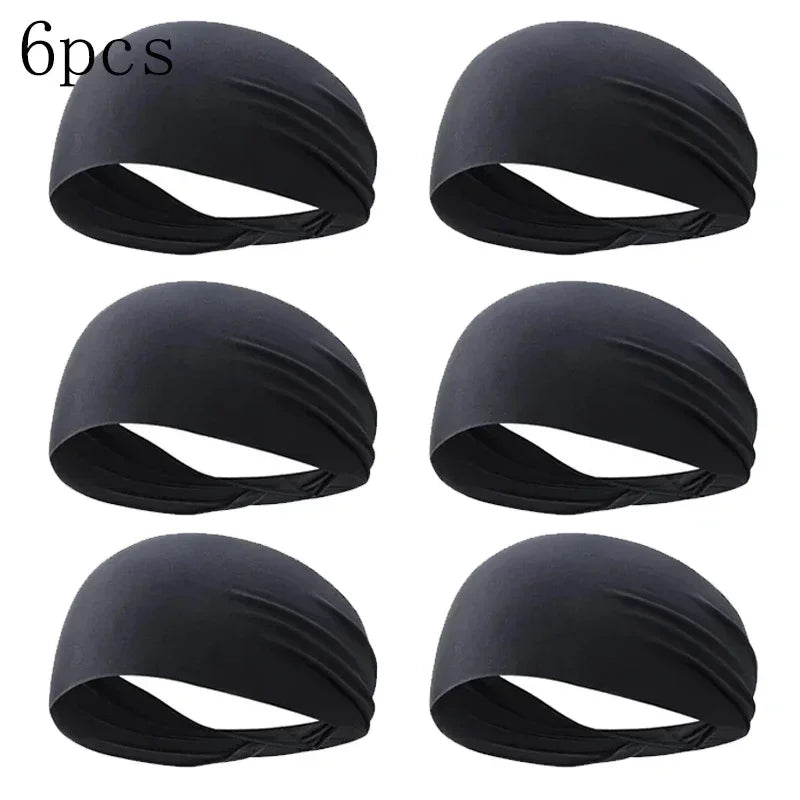 1/8PC Sweatband For Men Women Elastic Sport Hairbands Head Band Yoga Headbands Headwear Headwrap Sports Workout Hair Accessories Oasis Select black-6pcs