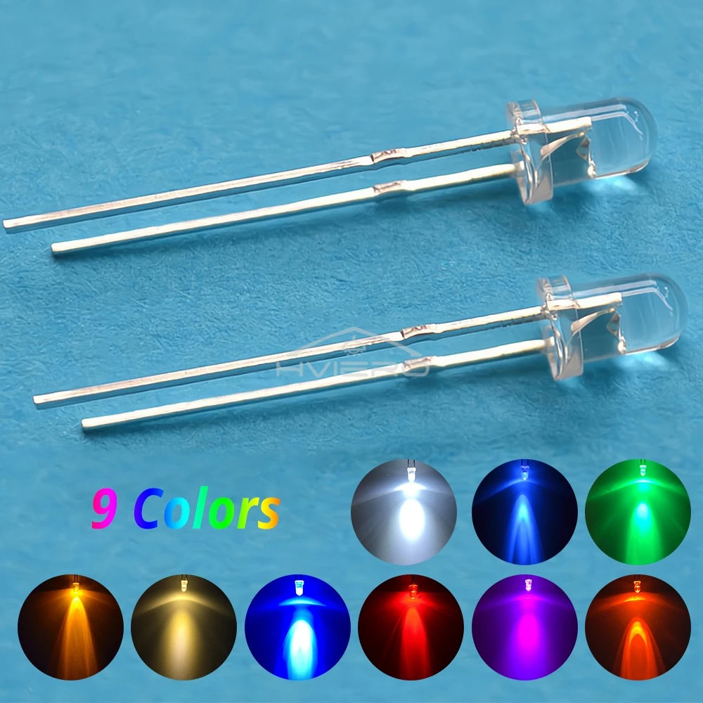 3mm Round LED Assortment Kit – Multi-Color Super Bright Diodes