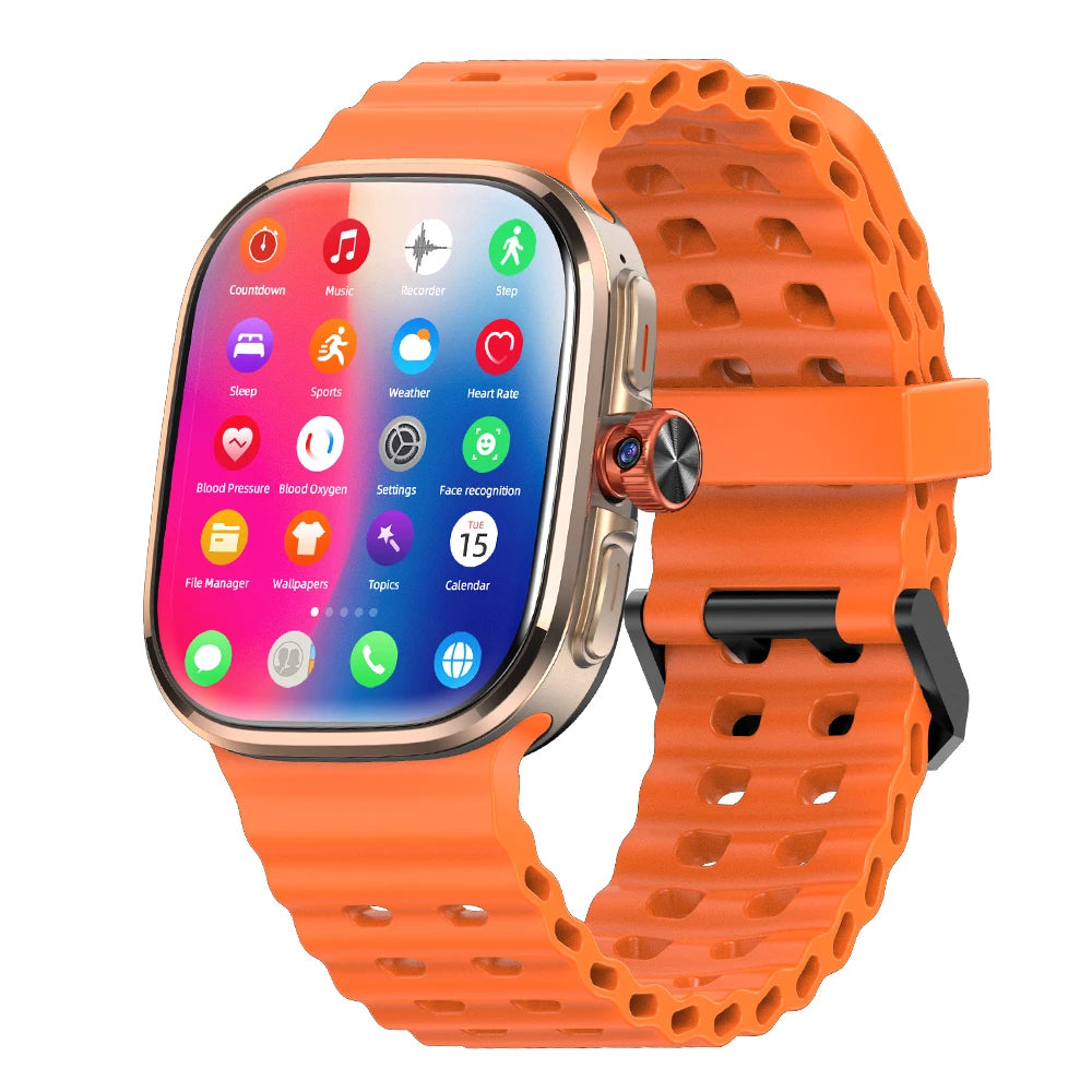2.29inch Amoled 5G LTE Full Netcom Android 13.0 Smartwatch Smart Watch With 190° Rotary Camera Touch ID Infrared remote function Oasis Select Gold 4GB 64GB