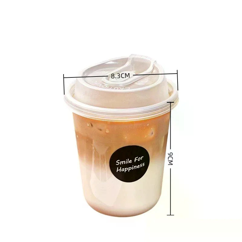 10pcs Transparent Coffee Cups With Lids U-shaped Disposable Cups For Hot Drink Milk Tea Takeaway Beverage Cups Oasis Select