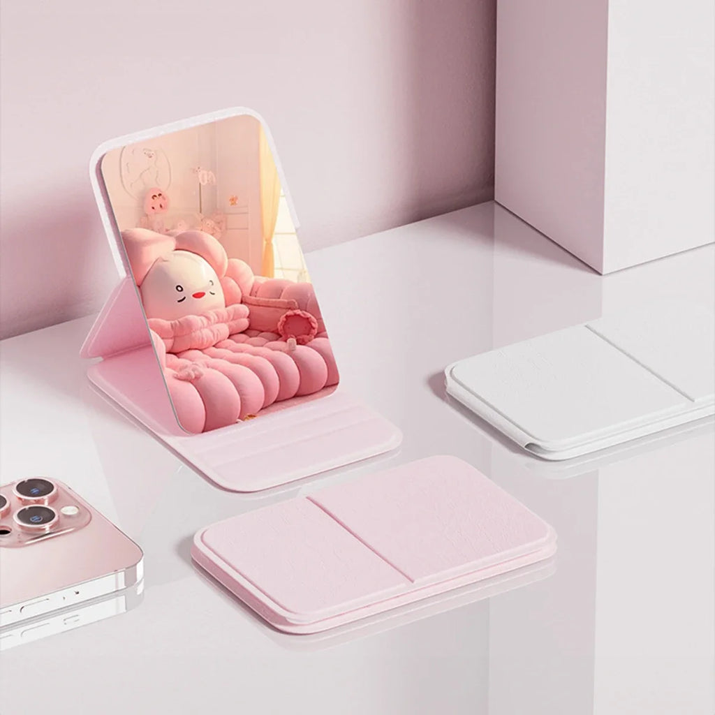 Portable Handheld Mini Makeup Mirror, Dormitory Tabletop And Office Use, Adjustable And Portable Folding Mirror Oasis Select