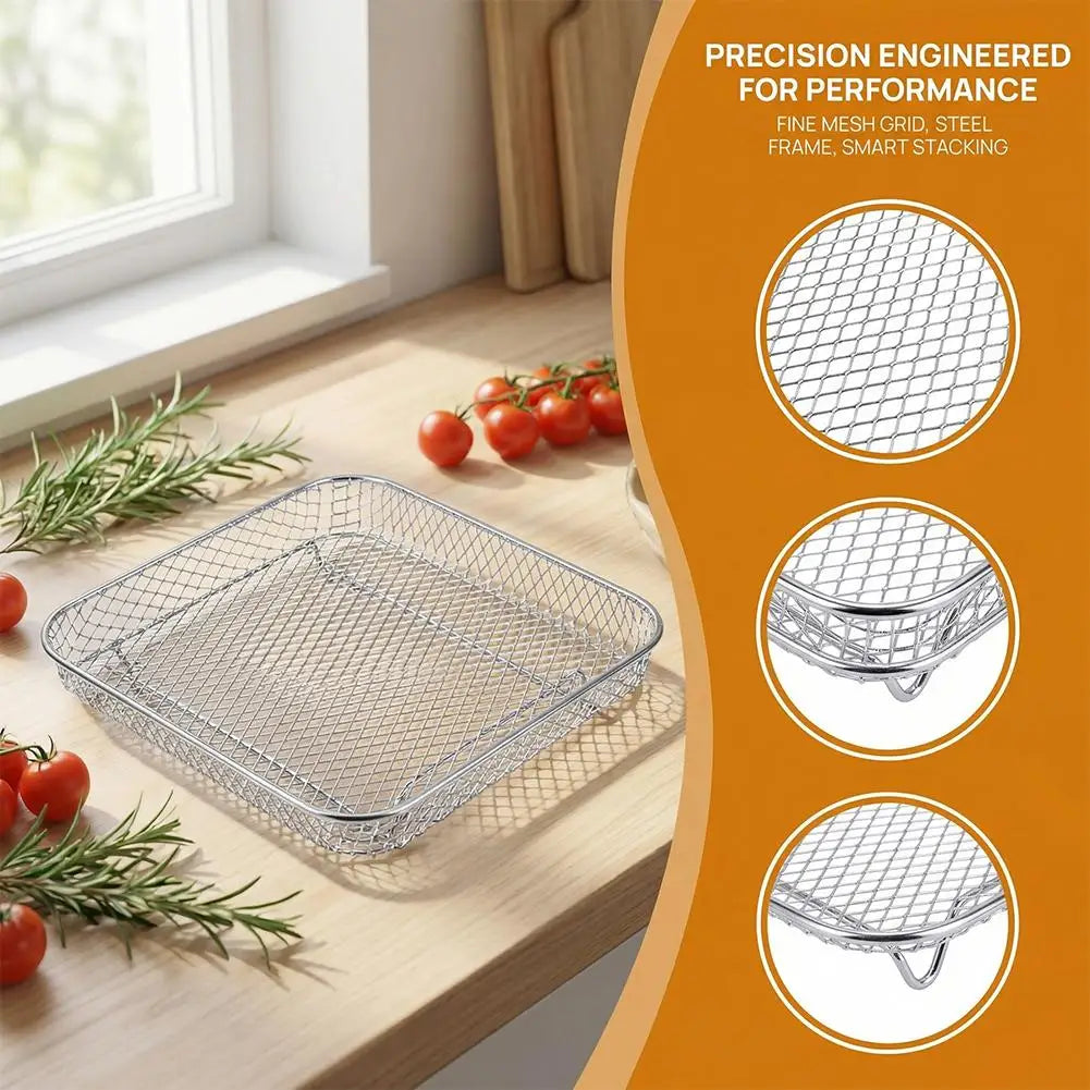 Stainless Steel Air Fryer Stackable Mesh Rack – Oven & Dehydrator