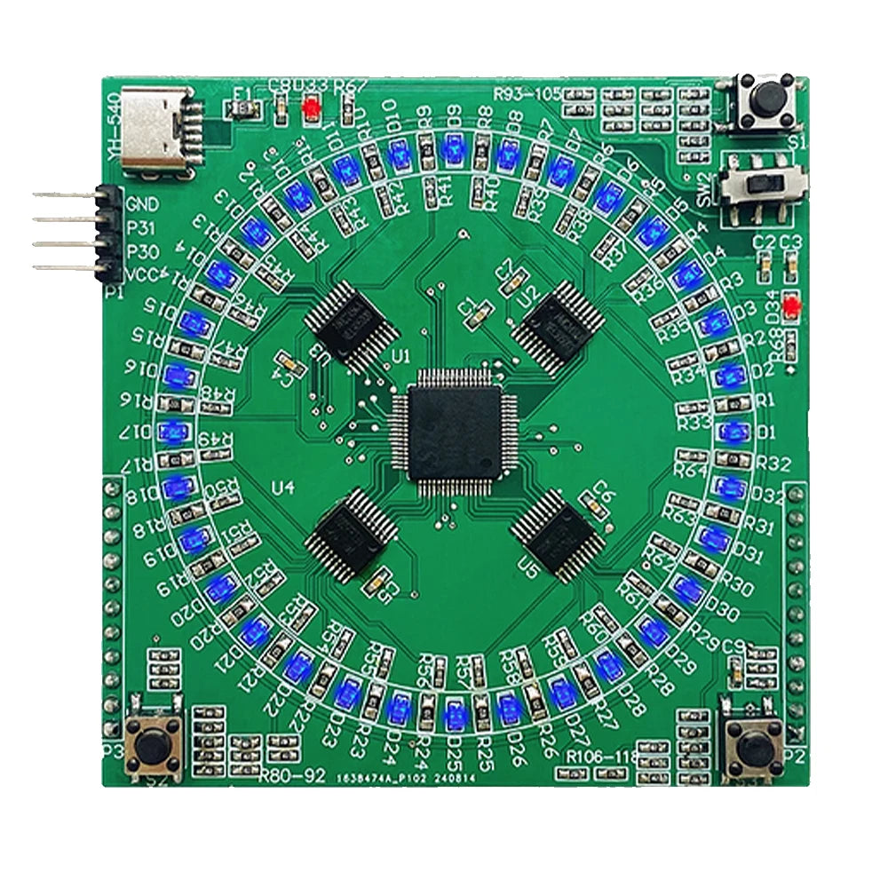 LQFP64 SMD Soldering Practice Board Kit Type-C Interface Flowing Lamp Practice Board PCB Welding Practice Kit Oasis Select