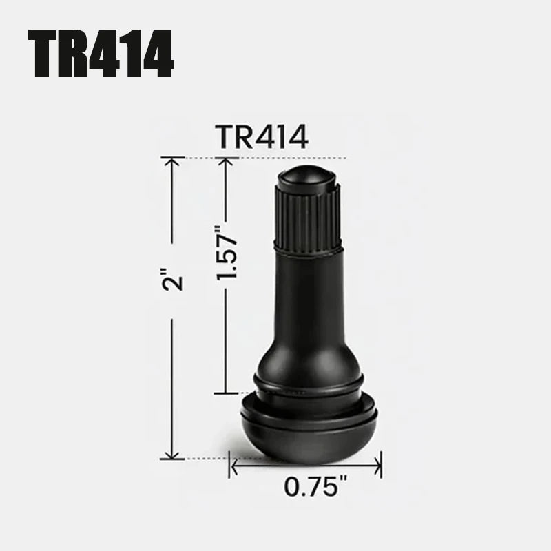 4/8/24PCS Car Tubeless Tire Valve Tire Valve Stem TR412/TR413/TR414/TR415 with Dust Cover Black Rubber Snap on Tire Valve Stem Oasis Select TR414 10PCS