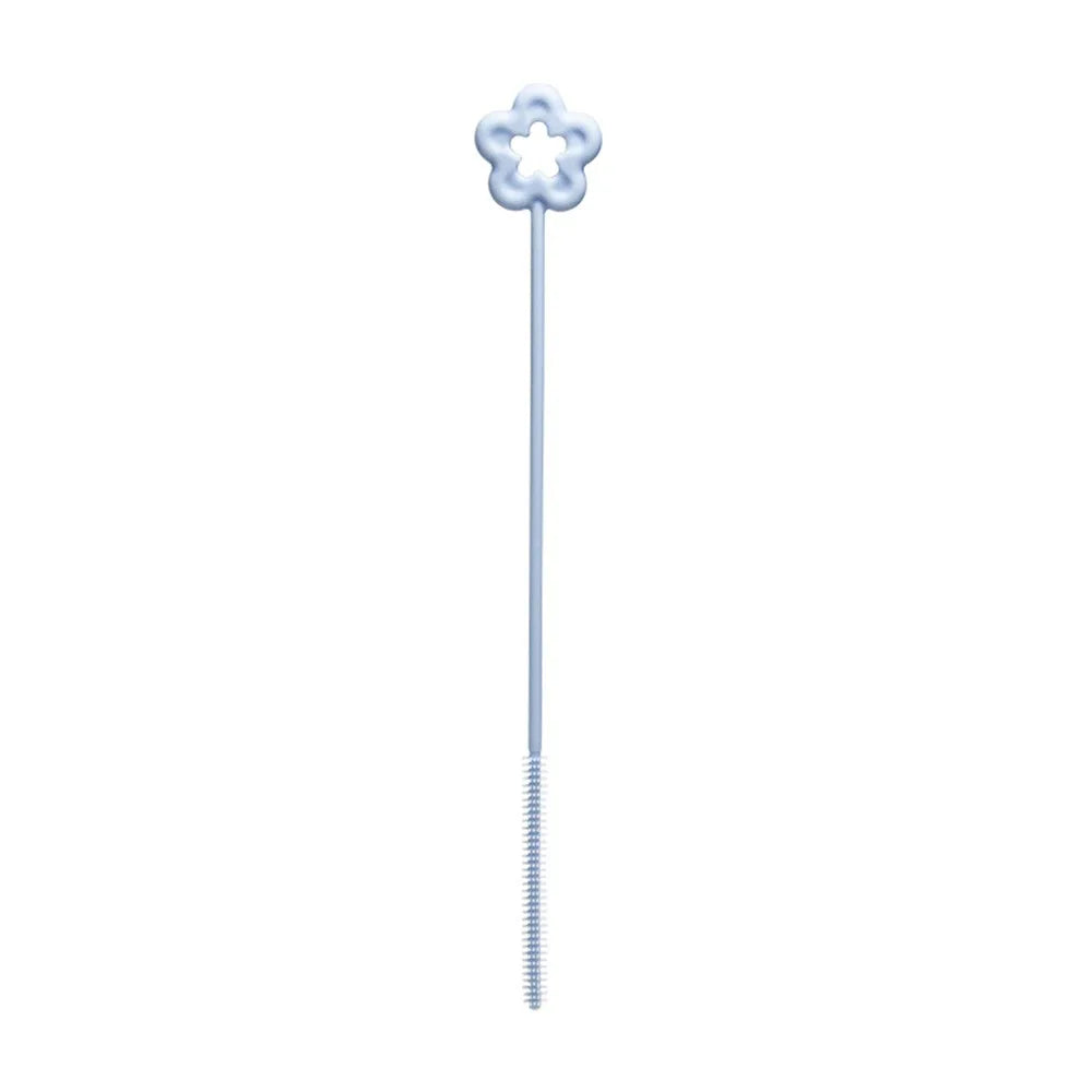 Reusable Straw Cleaning Brush Cleaning Tool Kitchen Gadgets Bottle Cups Cover Brush Long Straw Brush Flower Style Oasis Select Blue