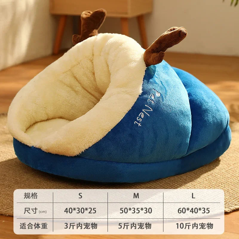 New 2023 Pet Warm Thickened Nest Slippers Series Cat Litter Mat Dog Autumn Winter House Beds For Cat Oasis Select Blue L 60x40x35cm