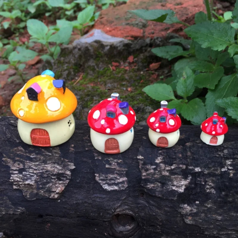 Mini Resin Moss Micro Landscape Decor Outdoor Fairy Miniature Garden Mushroom House Ornaments Handicraft Flower Pot Accessories Oasis Select