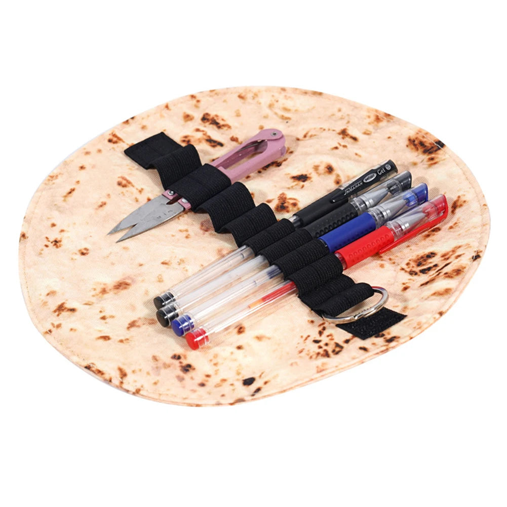 Cartoon Burrito Roll-Up Pencil Case | Funny Canvas Pen Pouch