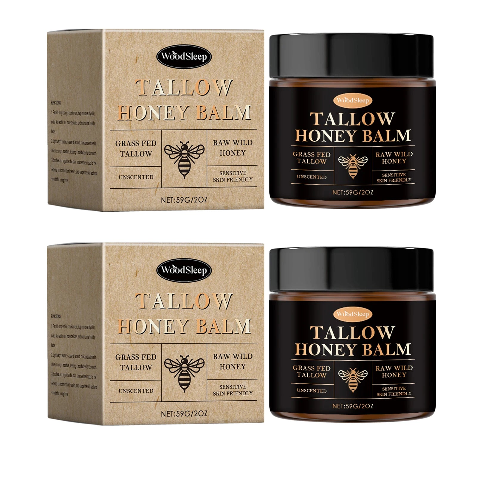 WOODSLEEP Tallow Honey Balm – Moisturizing Face Hand Body Balm Moisturizing Body Balm Oasis Select Buy 1 Get 1 Free