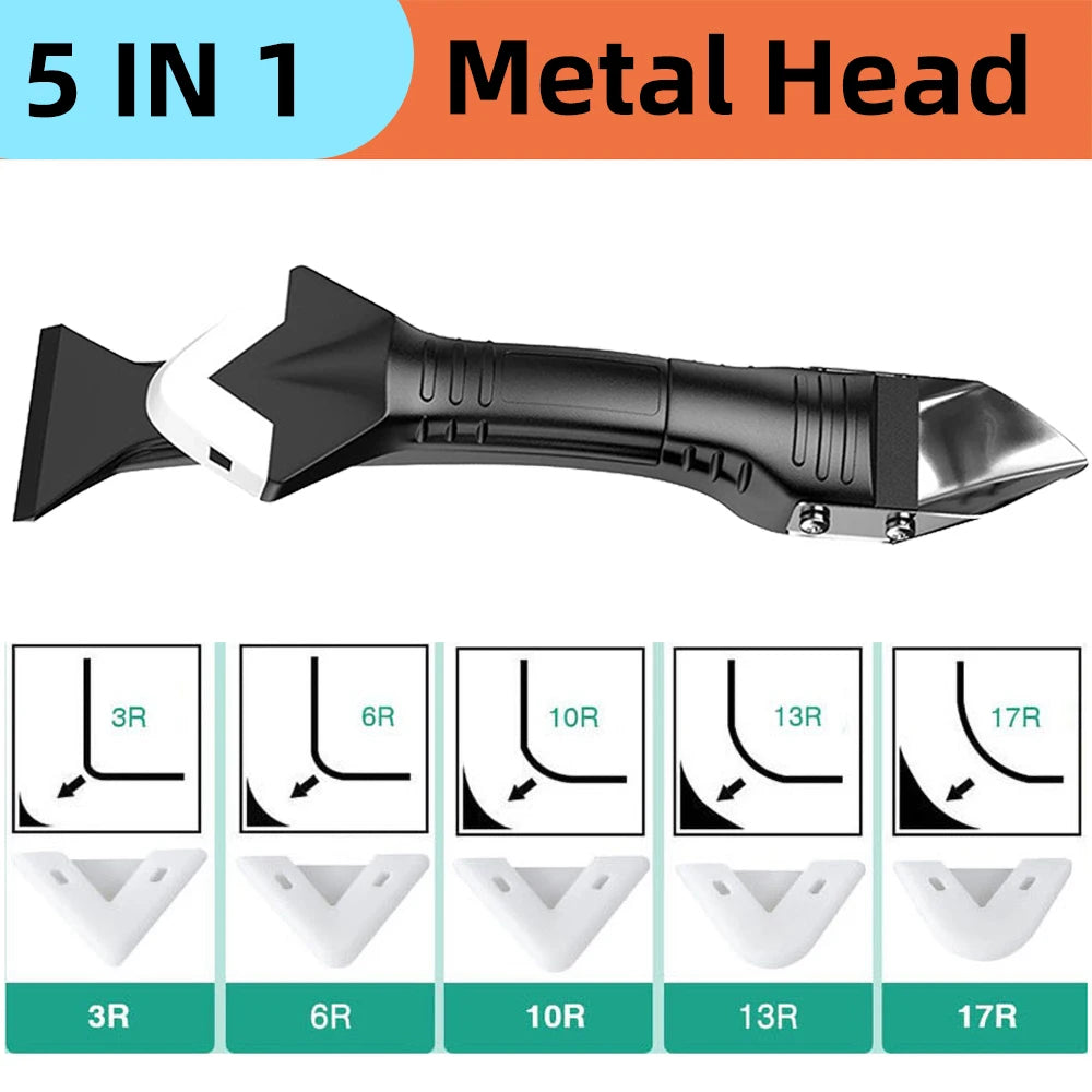 Silicone Scraper Sealant Smooth Remover Tool Set 9 In 1 Floor Caulk Finisher Grout Kit Glass Glue Angle Scraper Set Accessoriess Oasis Select 5IN1 Metal Head