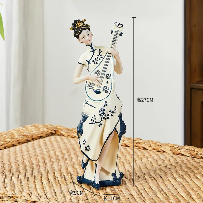 Light Luxury High-end Ladies Ornaments Ancient Figures New Chinese Style Art Decorations Retro Living Room Foyer Decorations Oasis Select H