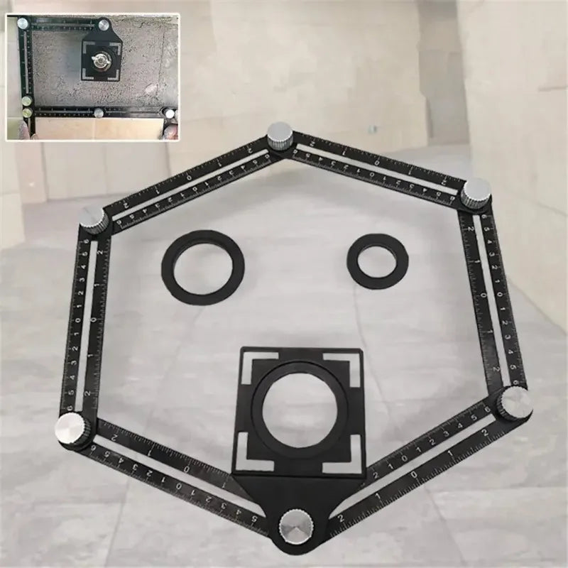 Multi Functional Aluminum Alloy Folding Ruler Tile Universal Opening Positioning Tile Woodworking Hardware Tool Measuring Ruler Oasis Select