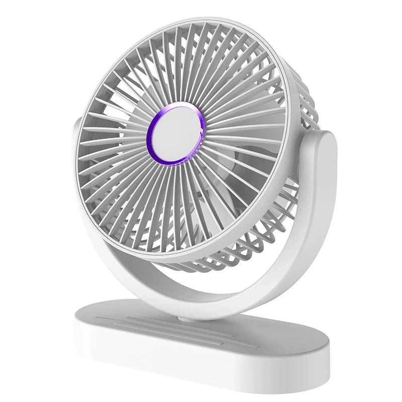 Portable Table Fan USB Rechargeable 3 Speed Adjustable Natural Air Circulation Ultra Quiet Compact for Home Office Dormitory Oasis Select White
