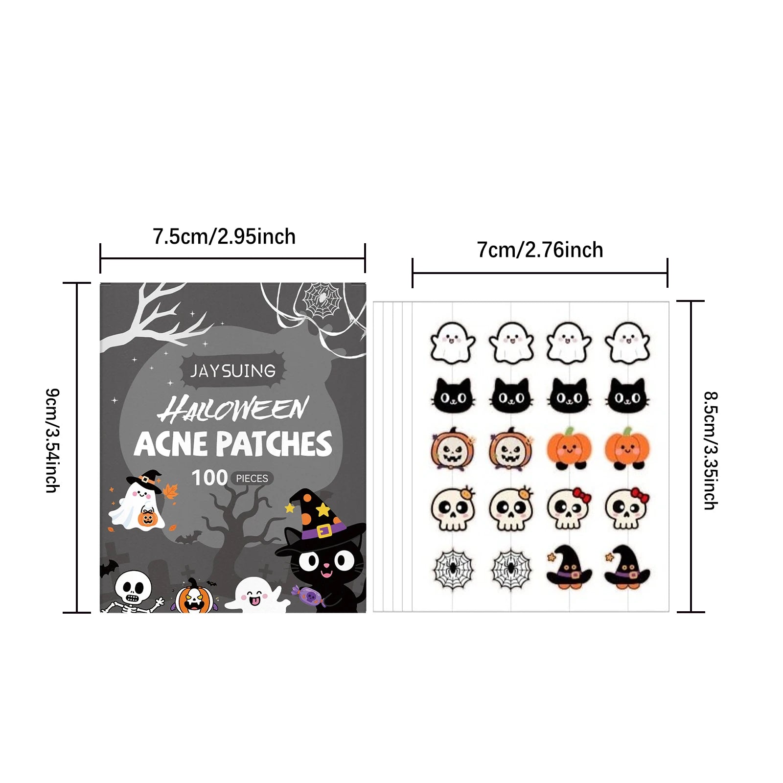 Halloween Acne Patches 100pc – Pumpkin & Bat Spot Covers Acne Spot Patches Oasis Select 100pcs Boxed