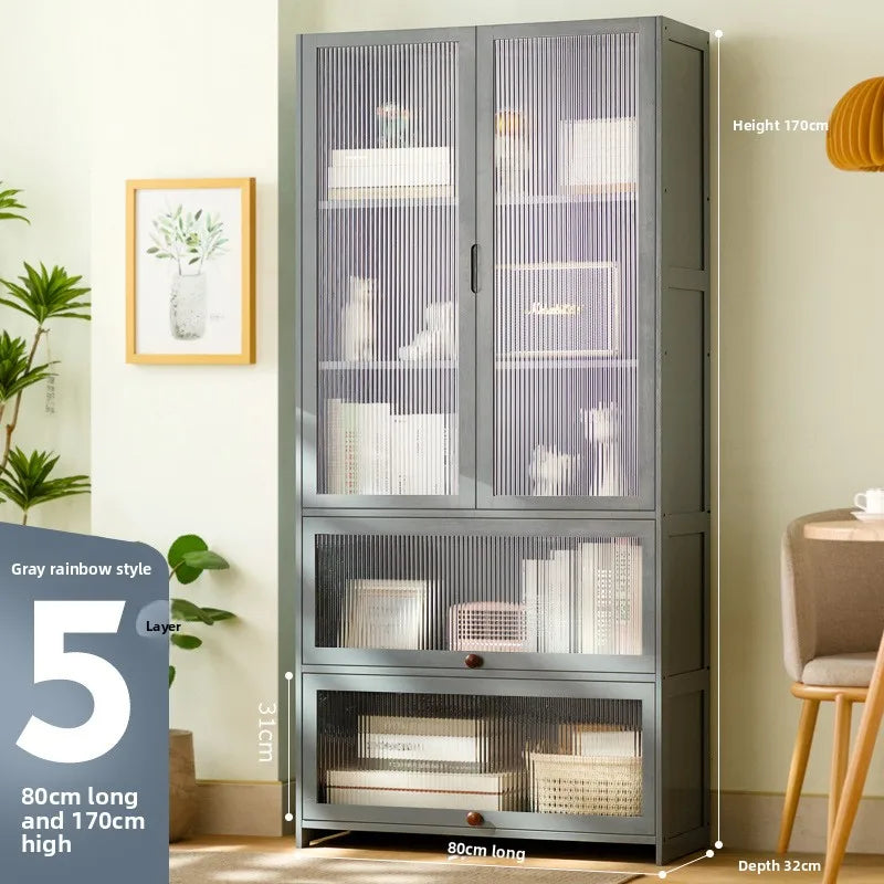 Bookshelf Shelf Floor-to-ceiling bookcase Reading shelf Children's home living room Multi-layer storage Simple storage cabinet Oasis Select Grey Changhong 5-80