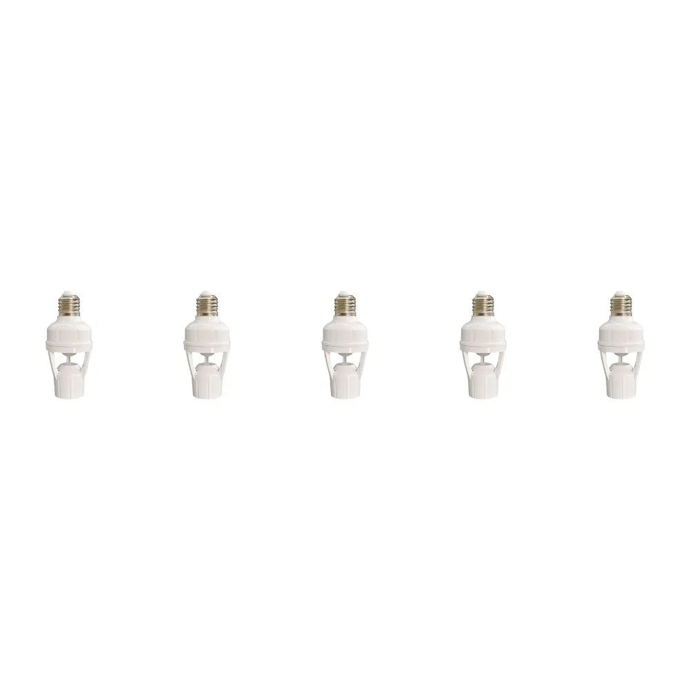 E27 Infrared Motion Sensor Lamp Holder Adjustable Delay Time 16-300s For LED Bulb Socket No Wiring Needed White ABS Oasis Select 5pcs