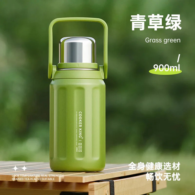 0.9/1.2L Thermal Water Bottle Stainless Steel Thermos Bottle Keep Cold and Hot Water Bottle Thermos for Tea Coffee Vacuum Flasks Oasis Select Green-900ml 900-1200ml