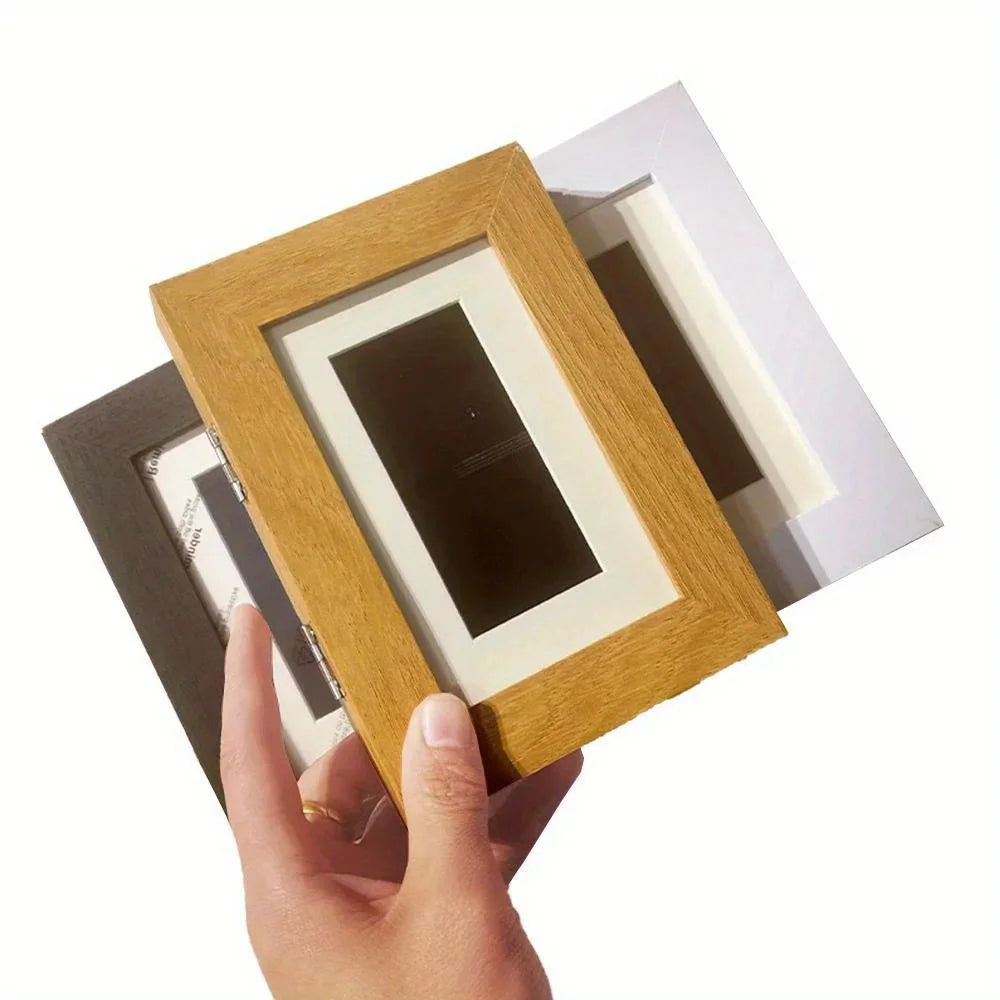 Retro Solid Wood Photo Display Frame 10x15 Cm Hollow Three Dimensional Dual Use Ornament Wall Mount and Tabletop Standing Decor Oasis Select