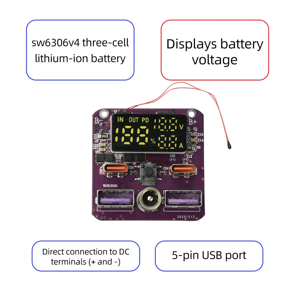4S PD 100W Bidirectional Fast Charging Module 20V 5A High Power Output DC Port Charge Discharge All-in-One for Power Bank DIY Oasis Select