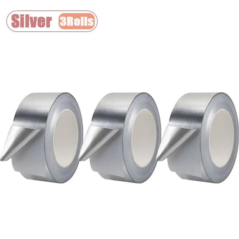 1-10Rolls Heavy Duty Aluminum Foil Tape for Duct Sealing and Hot Water Pipe Repair Heat Resistant Waterproof Adhesive Oasis Select Silver-3Rolls 30mmx20m