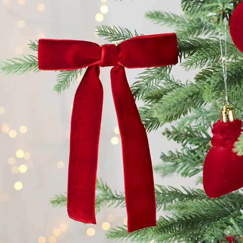 24 velvet bows for Christmas trees - used as rural gift bows for Christmas home decoration, outdoor, and indoor occasions Oasis Select