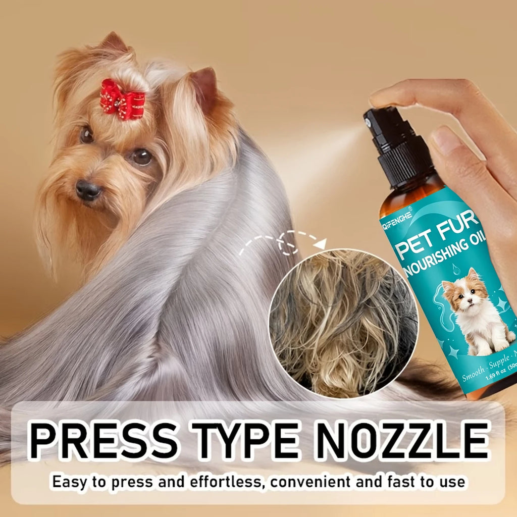 Pet Coat Care Spray Oil 50ml – Shiny, Smooth Fur for Dogs & Cats