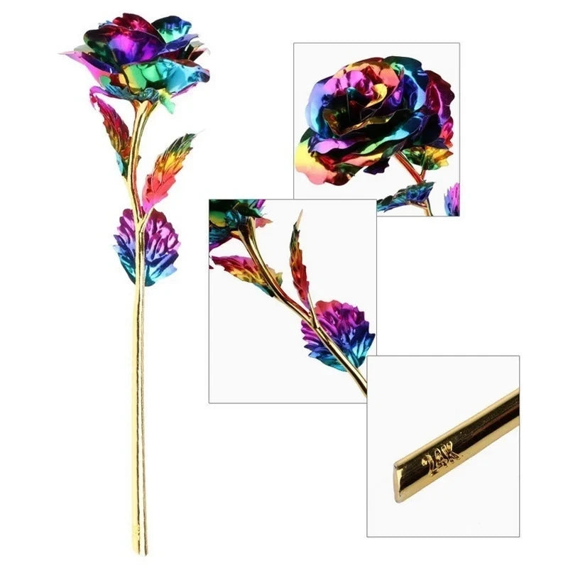 Multi-Color Gold Plated Rose Flower Romantic Valentine’s Day Mother's Day Gift Garden Decoration Flower Decoration Oasis Select