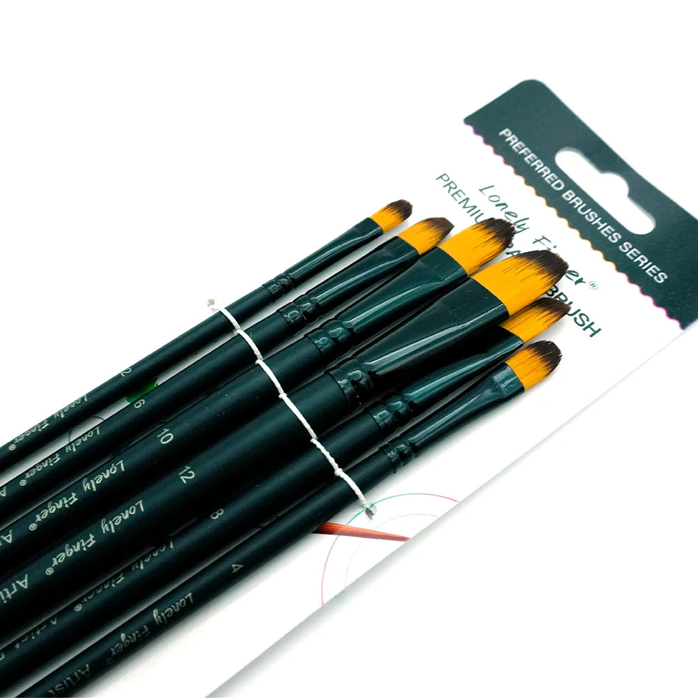 Watercolor Paint Brushes, Nylon Paint Brush Set 6/24Pcs, Artist Paintbrushes for Acrylic Painting, Watercolor Oil Brushes Profes Oasis Select 6 Black Filbert