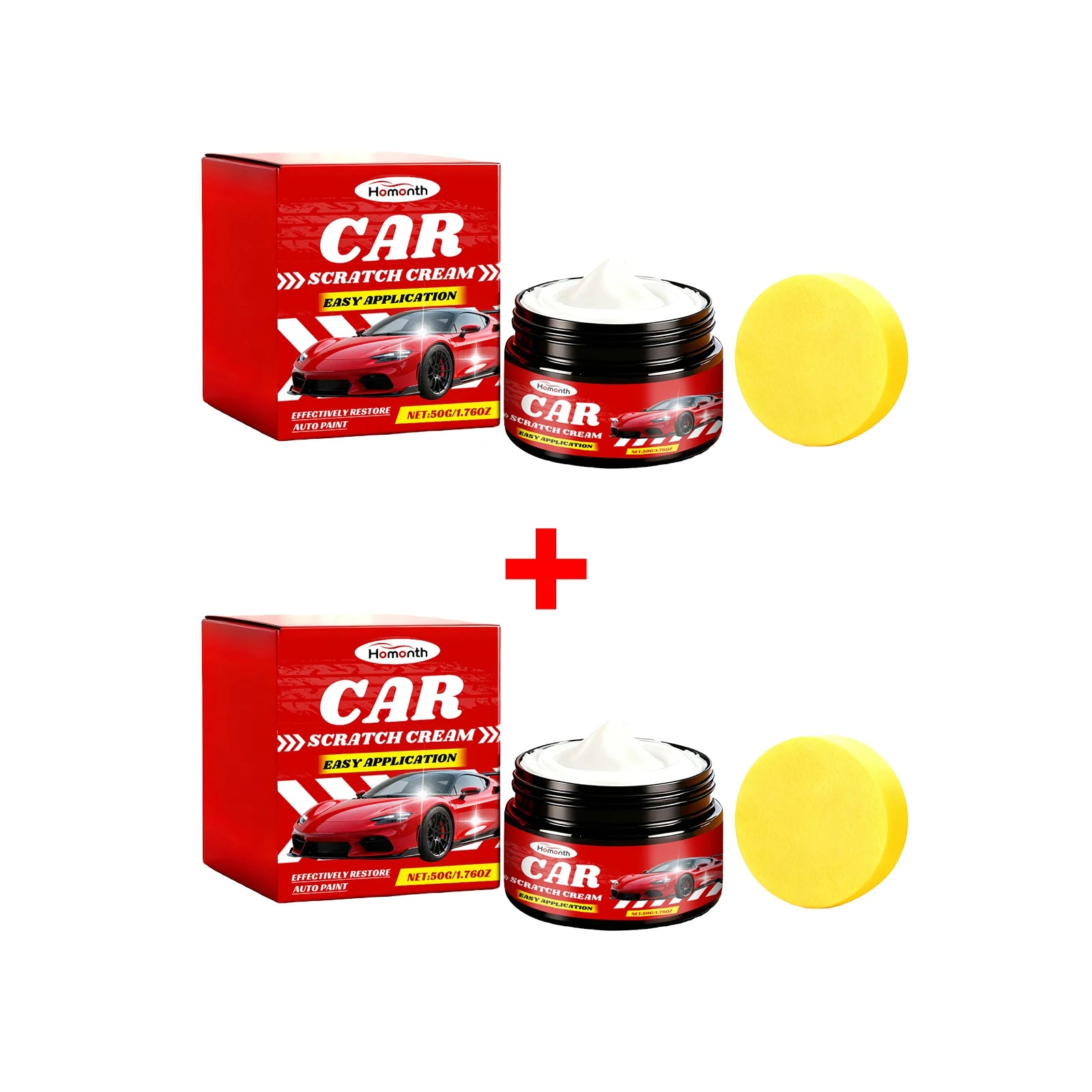 Car Scratch Remover Cream with Sponge Auto Paint Scratch Remover Polishing Paste for Car Scuffs Swirls Fine Lines Cleaning Care Oasis Select 2pcs