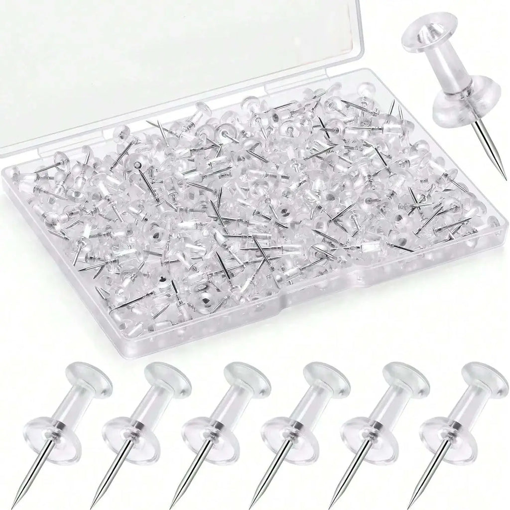 1box Clear Push Pins, Standard Thumb Tacks for Bulletin Board,Pin Tacks for Wall Cork Board Maps Photos Calendar Hangings Oasis Select 1 box about 80pcs