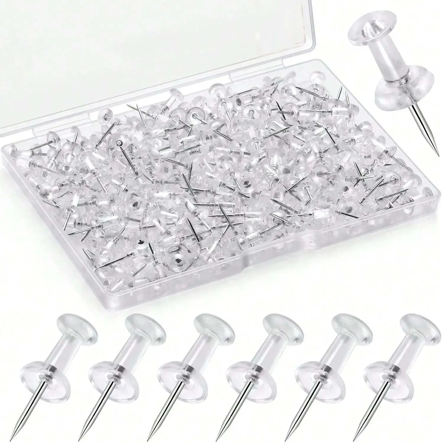 1box Clear Push Pins, Standard Thumb Tacks for Bulletin Board,Pin Tacks for Wall Cork Board Maps Photos Calendar Hangings Oasis Select 1 box about 80pcs