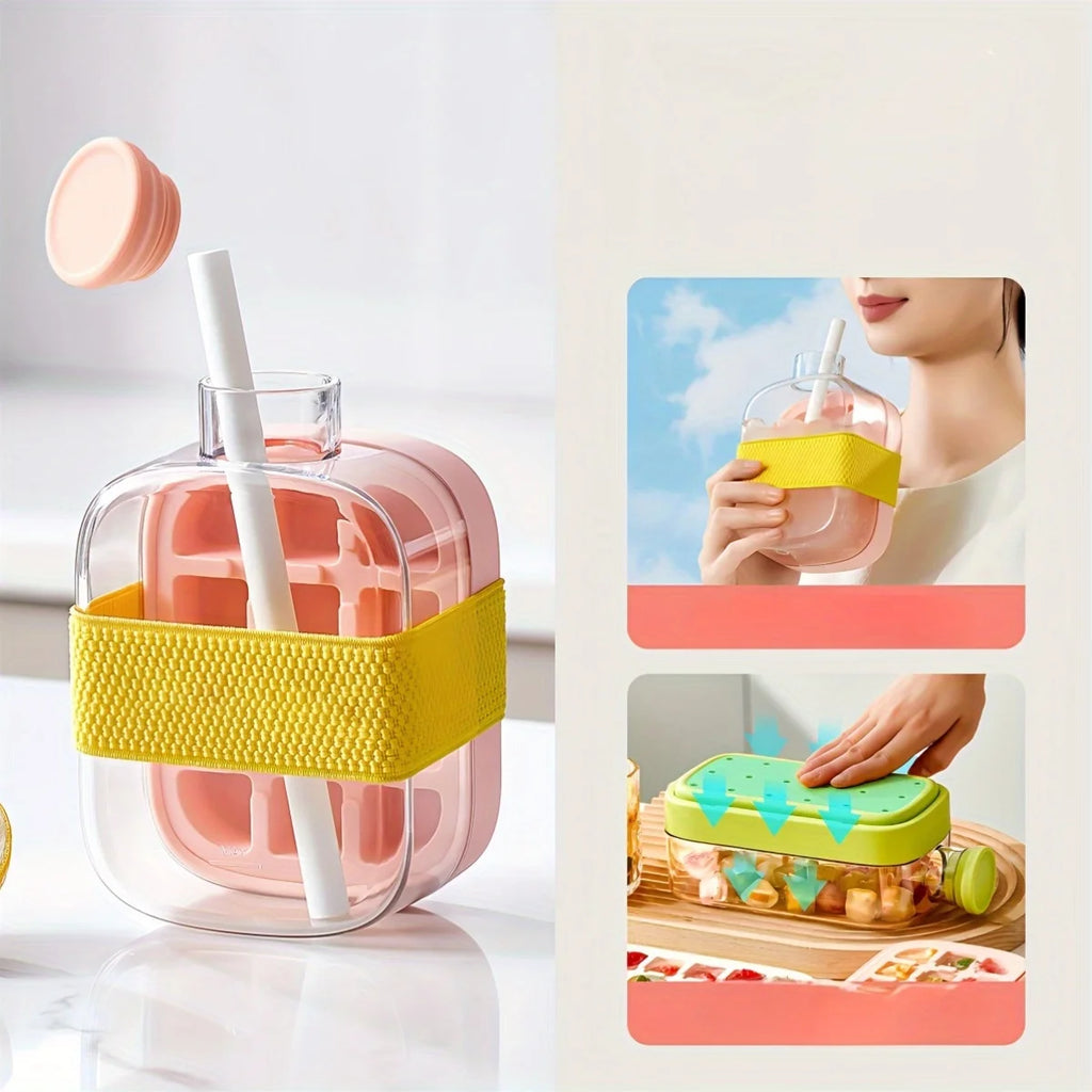 2-in-1 Iced Coffee Cup with Ice Cube Tray & Chilled Mug, Straw Included,17oz/27oz Summer Drink Cup for Coffee Fruit Tea ברז מטבח Oasis Select