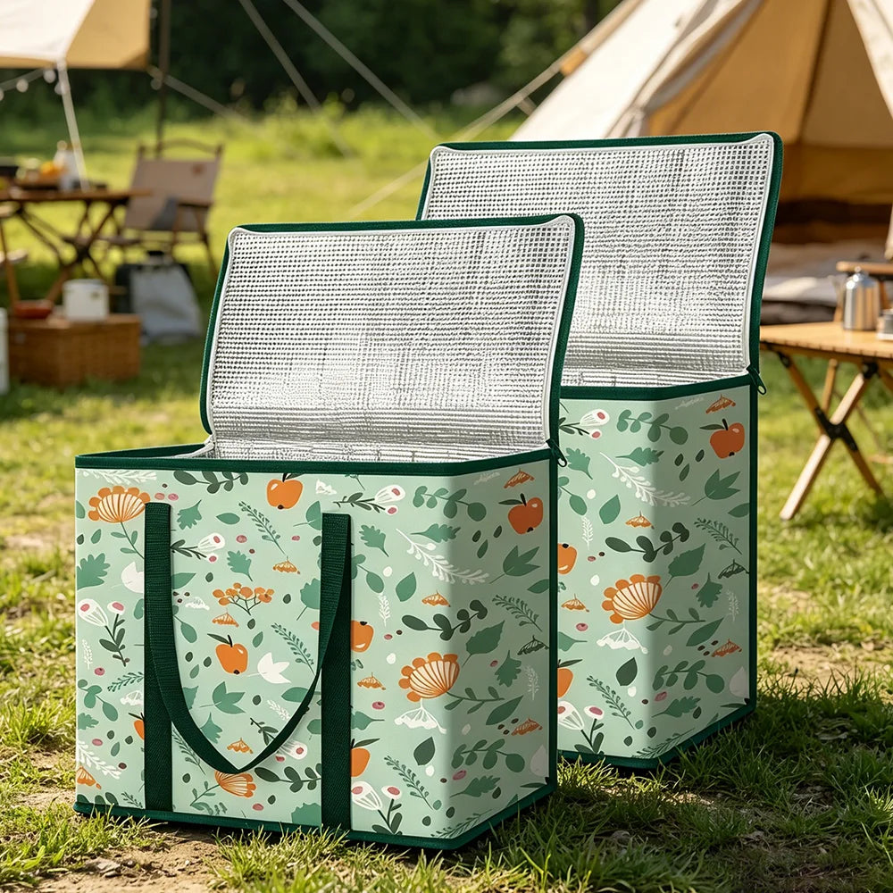 Large Reusable Insulated Grocery Bag Hot Cold Thermal Food Bag Zipper Wide Mouth Spacious with Pockets for Shopping Picnic Oasis Select