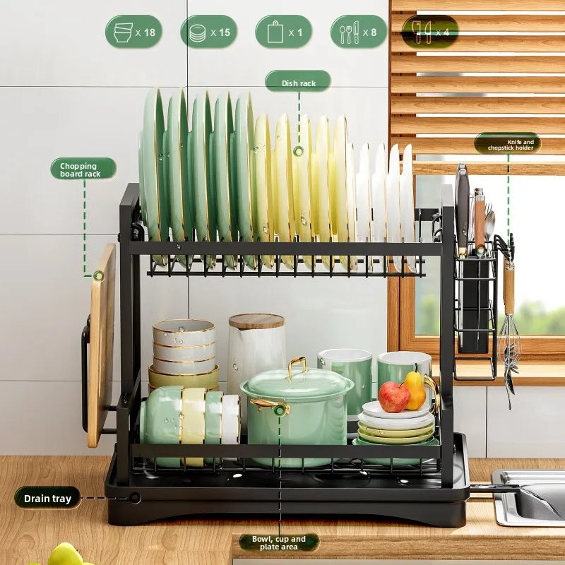 Kitchen Sink Countertop Drain Bowl Rack Drain Basket Rack Cupboard Knife Fork Tableware Dish Storage Rack Oasis Select