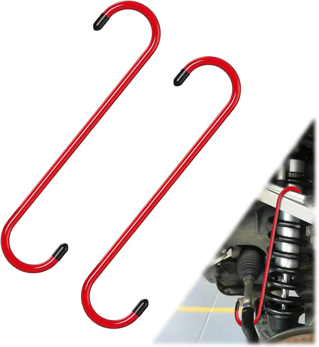 2PCS Brake caliper hanger extension tool with rubber tip, durable steel, rust-proof auto tools, brakes, axles, suspension. Oasis Select Red
