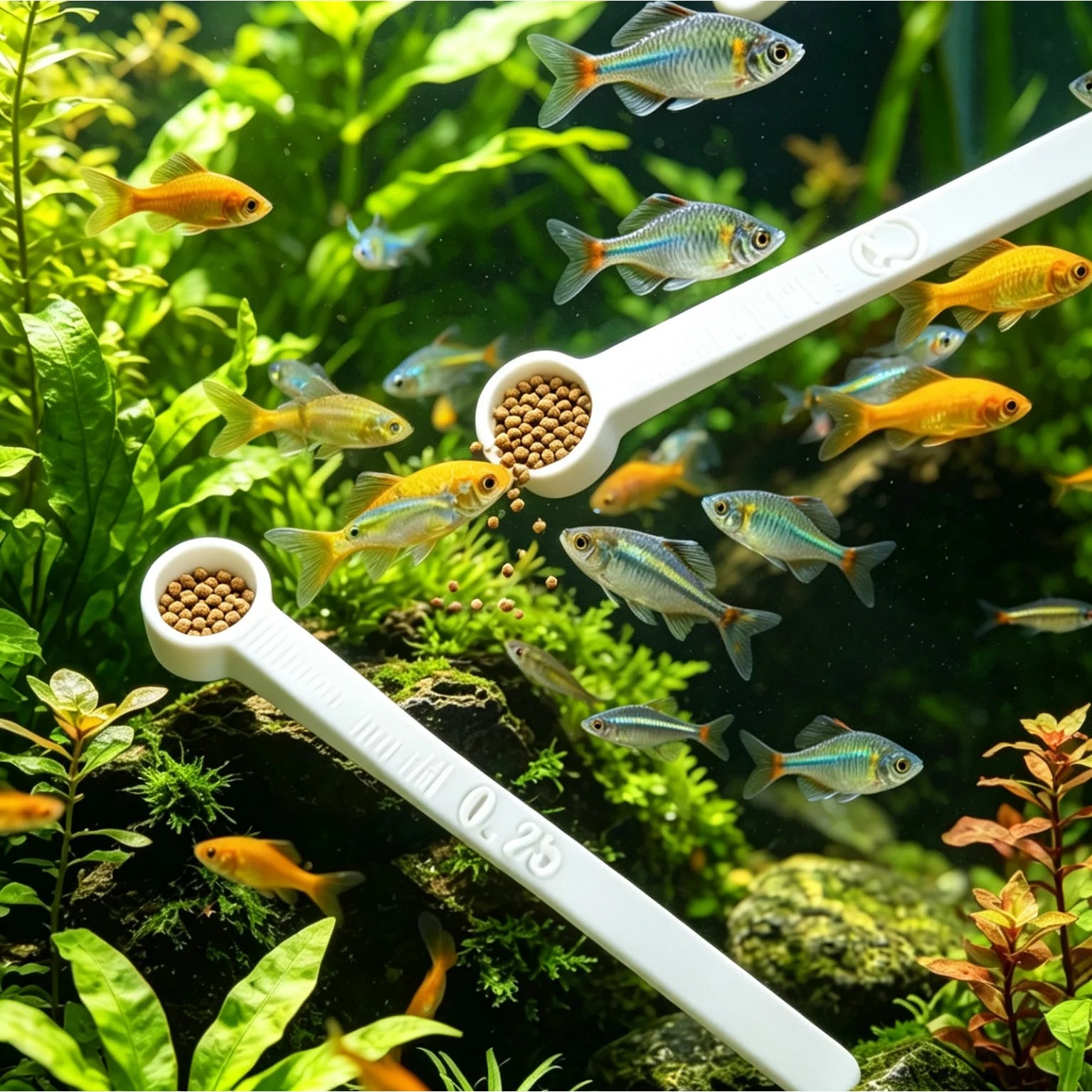 3Pcs Aquarium Fish Feeding Spoon Precision Measuring Scoops (0.02g/0.1g/0.25g) for Fish Food Aquarium Supplements Feeding Tools Oasis Select