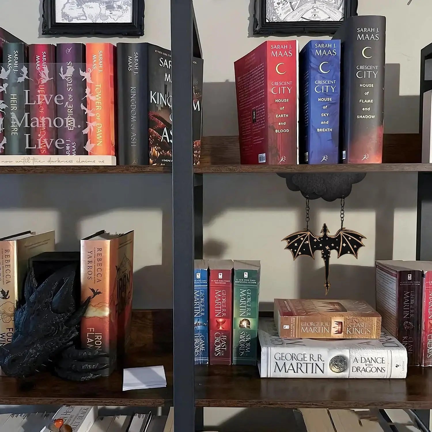 Wood Dragon Bookshelf Witchy Decor Goth Car Accessories Fantasy Book Lover Gift Magical Library Reading Nook Unique Merchandise Oasis Select