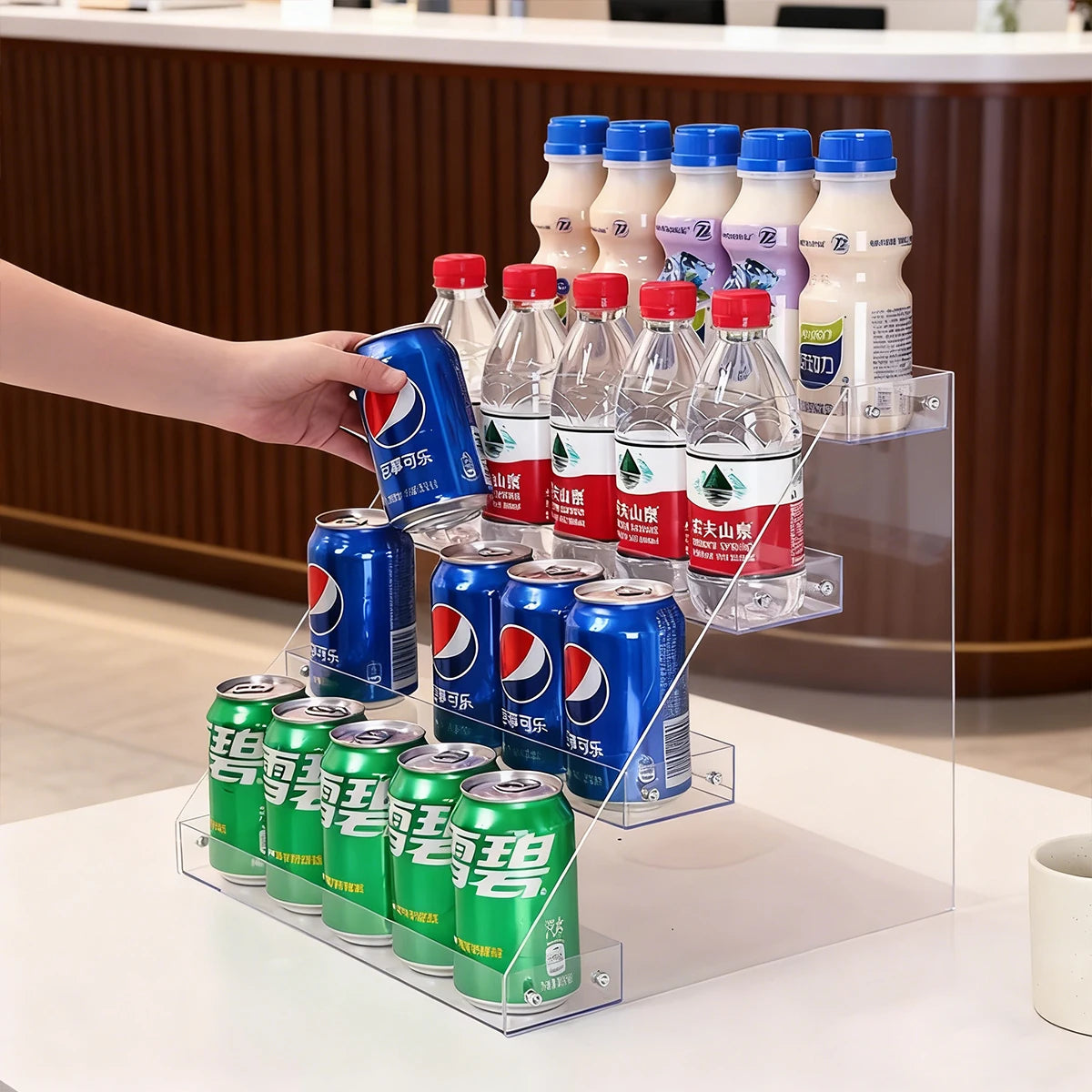1pc multi-layer acrylic transparent desktop beverage display organizer, multifunctional beer, cola, canned soda, storage shelf Oasis Select