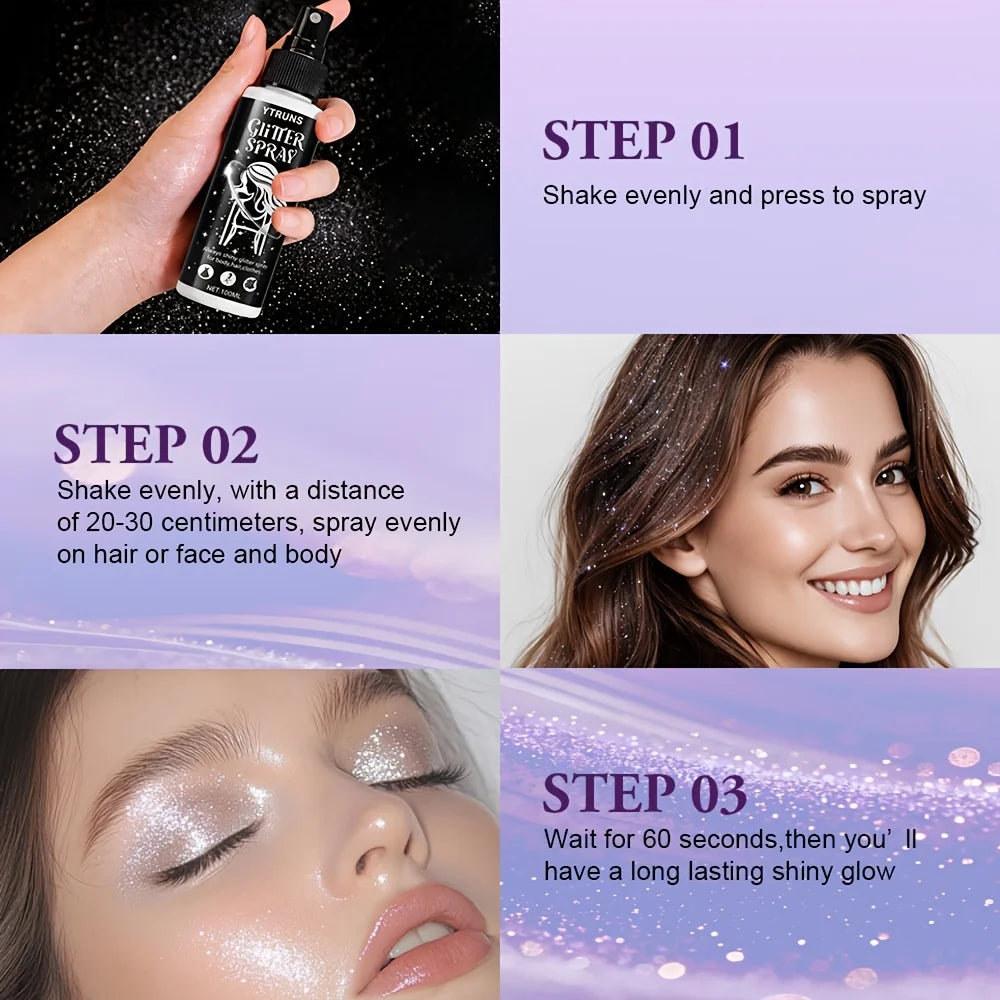 Body Glitter Spray – Shimmer Mist for Hair, Face & Body | 5 Colors
