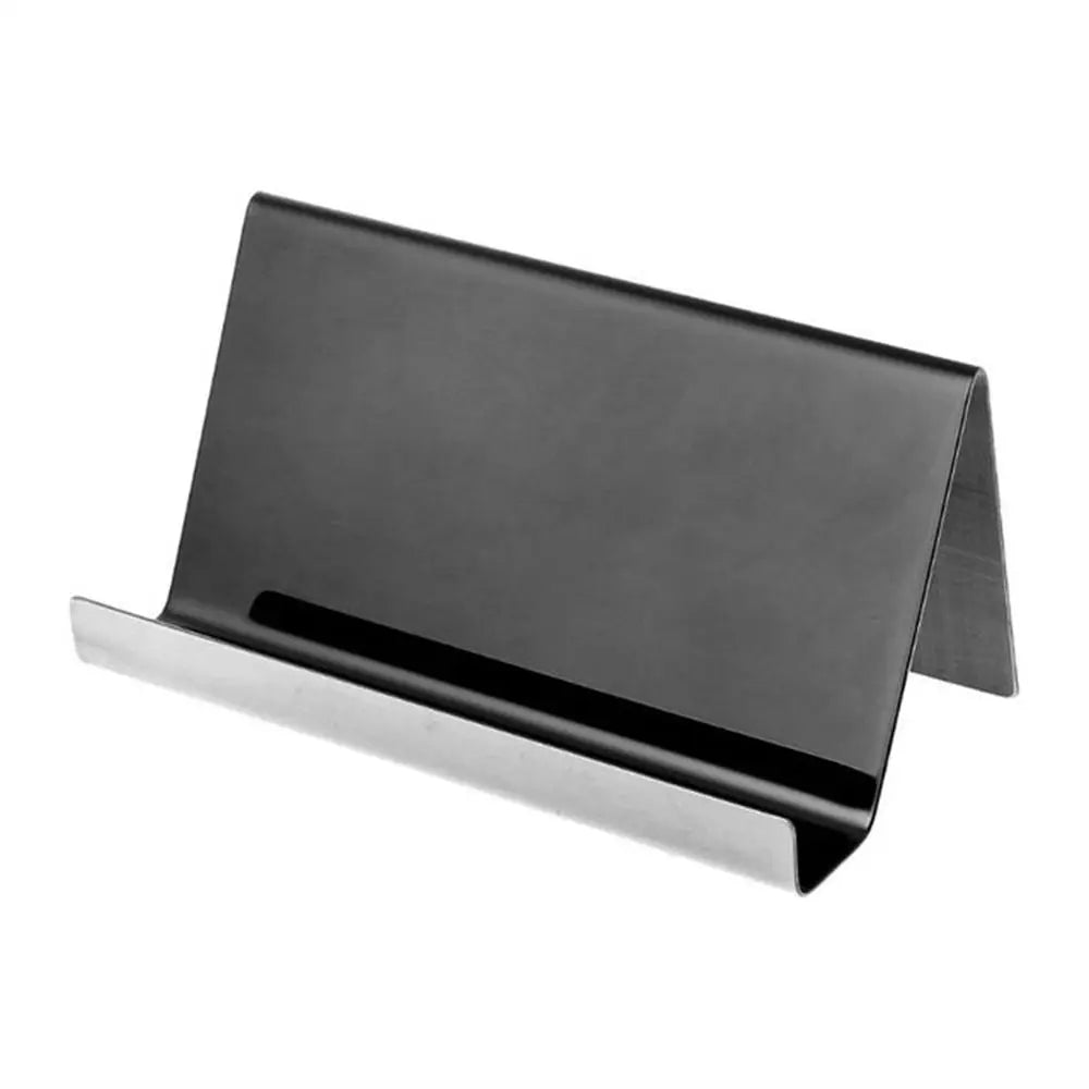 Holder Metal Desktop Stainless Steel Name Card Display Stand Business Card Storage Business Card Holder Name Tag Display Rack Oasis Select Black-Mirrored