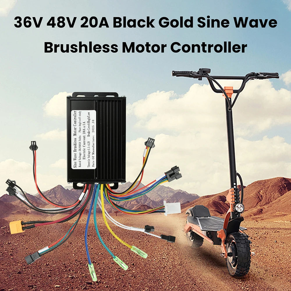 36V/48V 20A Sine Wave Brushless Motor Controller 350W-500W LCD Electric Bicycle Compatible with SM Connectors Protocol Oasis Select