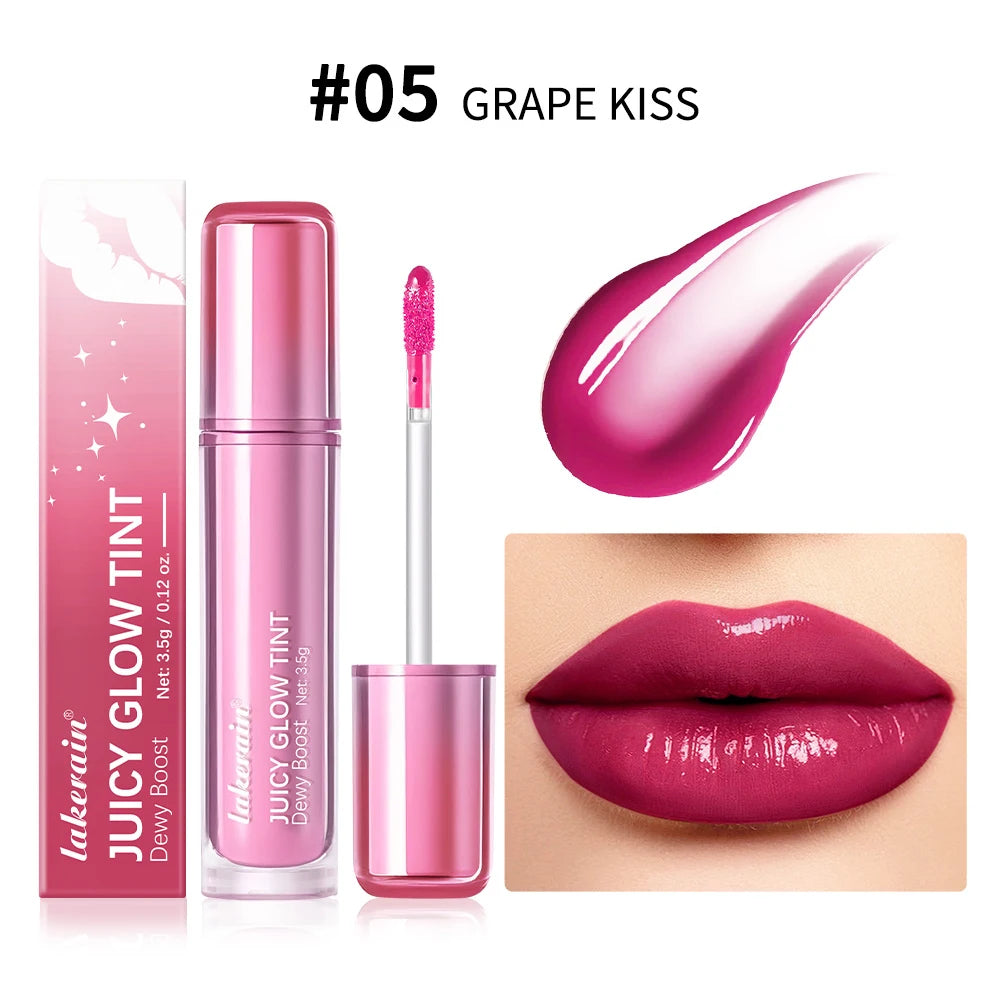 Waterproof Lip Gloss Long Lasting Moisturizing Halo Dyeing Mirror Glass Shine Color Cosmetics Care Oil Plumper Oasis Select 5Grape Kiss