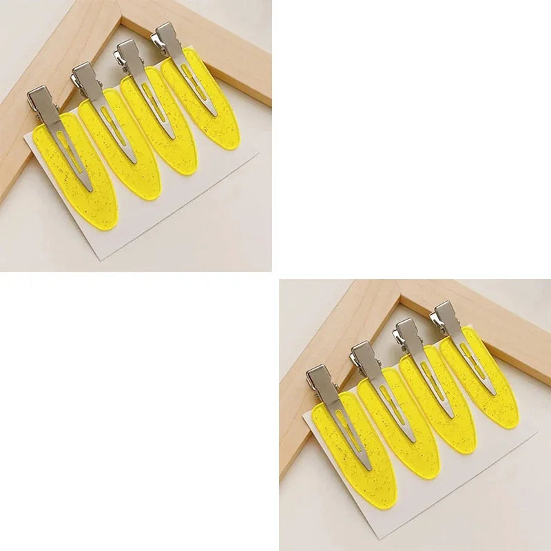 4pcs No Bend Seamless Hair Clips Side Bangs Fix Fringe Barrette Makeup Washing Face Accessories Women Girls Styling Hair Pins Oasis Select Translucent yellow 8