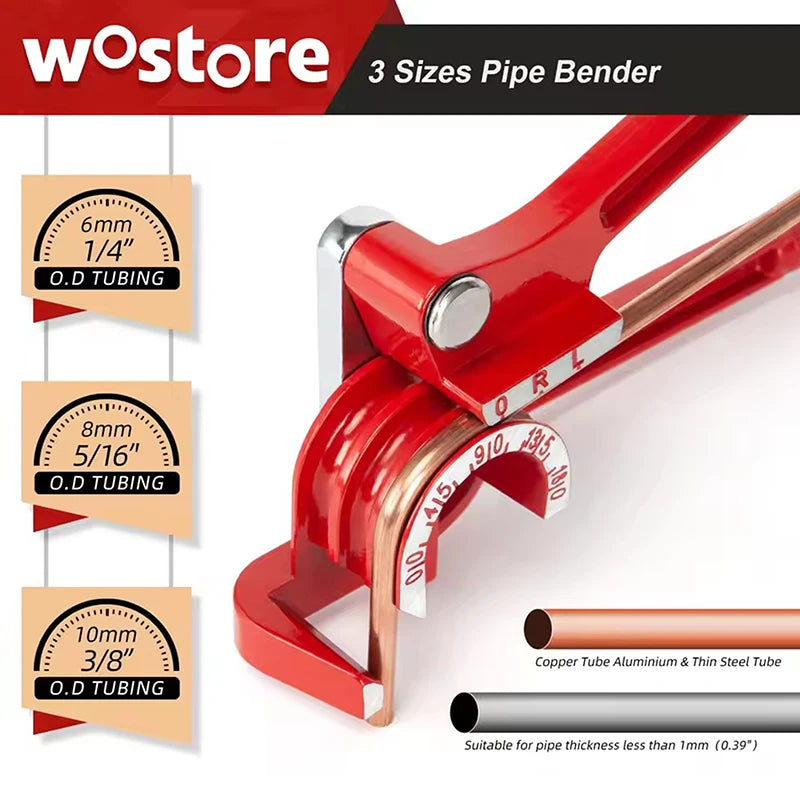 New Bender 1/4" 5/16" 3/8" Brake Pipe Rolling Brass Copper Tube Pipe Manual Bending Tool Type Fuel Brake Pipe Bender Hand Tool Oasis Select