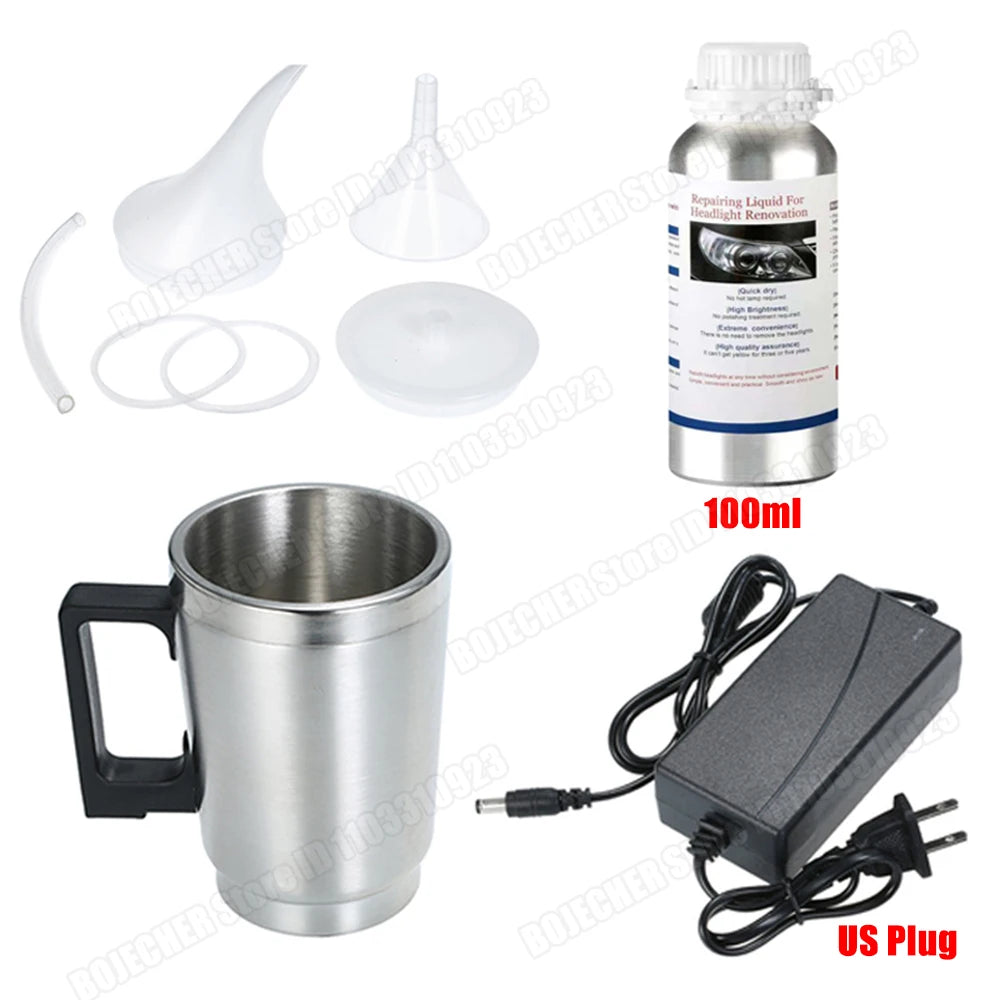 Car Headlight Repair Fluid Headlight Polishing Restoration Chemical Polishing The Headlights Restoration Kit Tool Liquid Repair Oasis Select 100ml 220v US Set