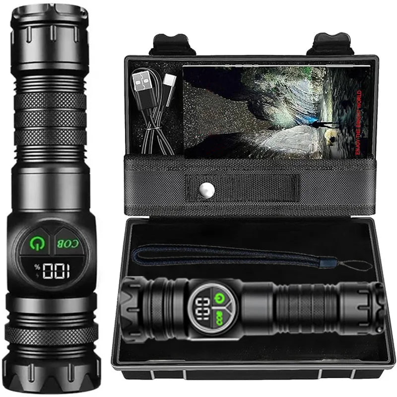 Mikenoon LED Tactical Flashlight | USB Rechargeable, COB Side Light
