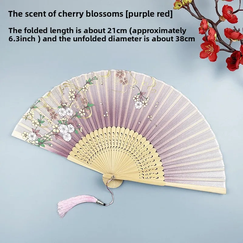 6-inch Portable Folding Fan Chinese-style Peony Flower Fan Summer Folding Craft Fan Oasis Select 10