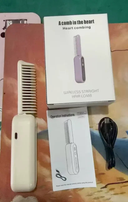 New portable foldinghairstraighteningcombwirelesscharging hair straightener does not damage haircurlingstraight foldingdual-use Oasis Select white