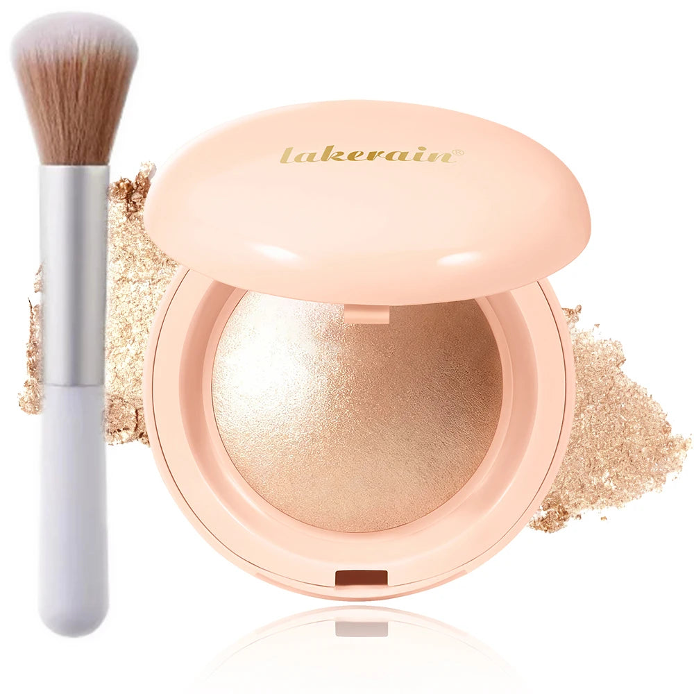 Baked Shimmer Highlighter Powder with Brush – 4 Shades Baked Highlighter Powder Oasis Select 1Champagne Golden